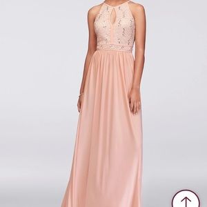 Rose Gold /mauve sequins floor length halter gown